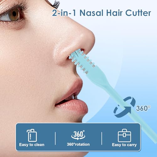 10Pcs 2-in-1 Nose Hair Trimmer, Nasal Hair Cutter, Double Sided Nose Hair Cutter, Portable 360¡Æ Rotating Manual Nose Hair Trimmer for Men and Women, Colorful