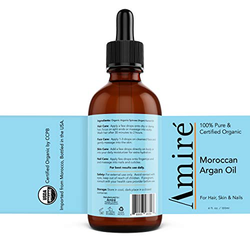 Amire Organic Argan Oil 4oz - Triple Extra Virgin Hair & Skin Moisturizer