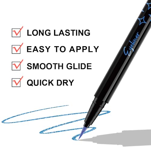 evpct 1Pcs Royal Blue Glitter Liquid Eyeliner - Shimmer-04# Metallic Face & Eye Makeup