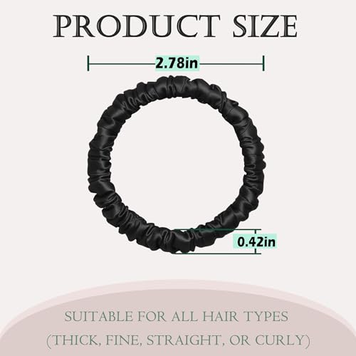 Feivea Black 6 Pack 22 Momme 100% Mulberry Silk Hair Ties Scrunchies Women