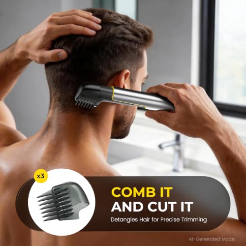 PRITECH Grey+Yellow Body & Pubic Hair Trimmer with Extendable Arm