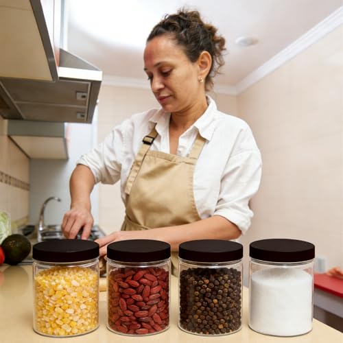 8oz Plastic Jars with Lids - 12 Pack Clear Storage Containers