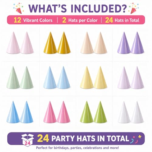 Pre-Assembled Birthday Party Hats for Adults - Fun Headwear for Celebrations