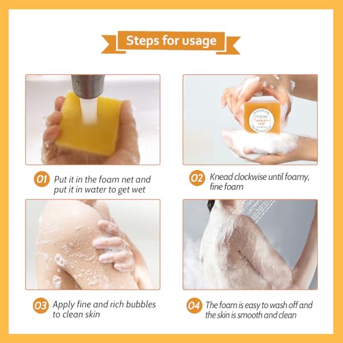 LIYALAN Turmeric Soap Bar - 3 Pack for Cleansing & Moisturizing