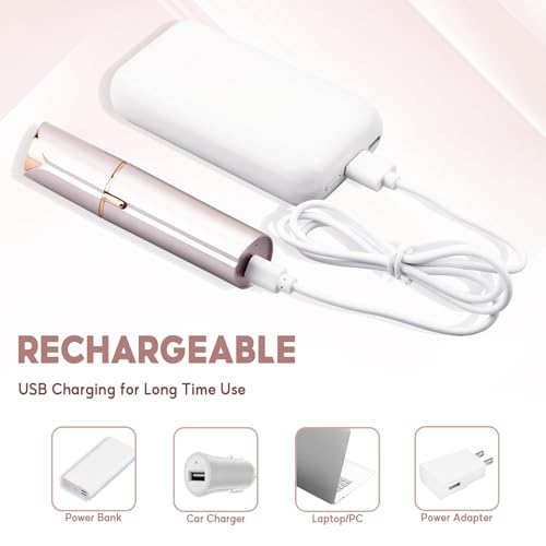 innobeaut Facial Hair Removal for Women, Electric Painless Facial Hair Remover for Face, Lip, Chin with USB Rechargeable and 2 Replacement Heads,Rose Gold