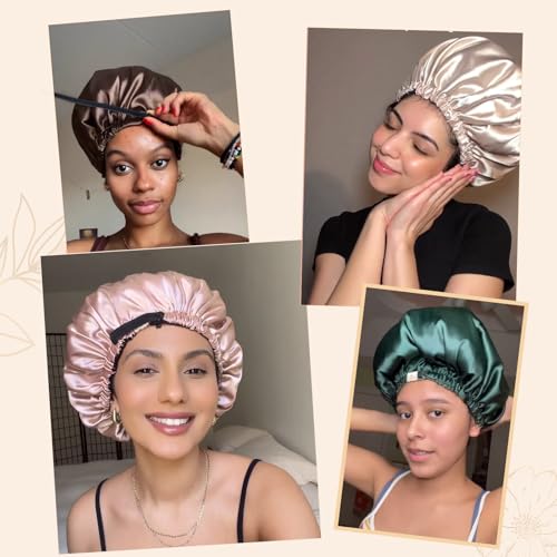 YANIBEST Adjustable Satin Bonnet - Reversible Silk-Feel Hair Wrap, Champagne