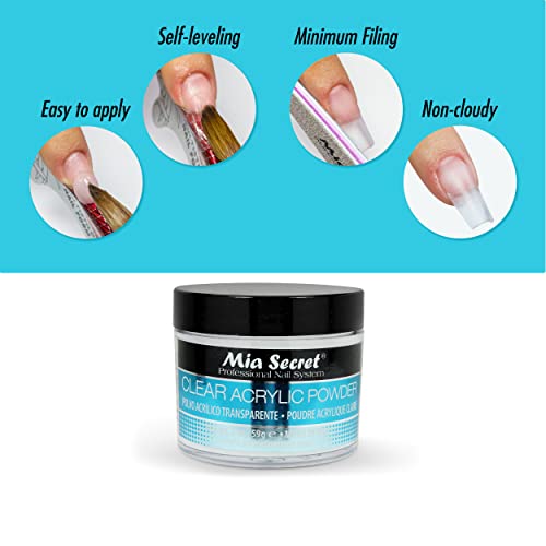 Mia Secret Clear Acrylic Powder 2oz - Professional Quality