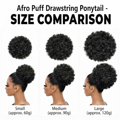 THEMIS HAIR Afro Puff Drawstring Ponytail Medium Gray for Natural Hair