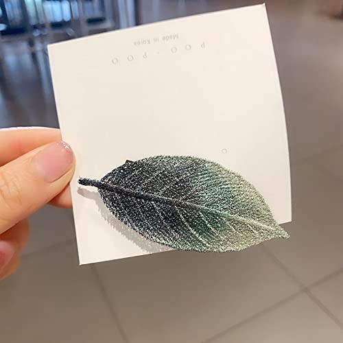 Elegant Leaf Hair Clips - 4 Pairs Embroidered Hairpins for Women