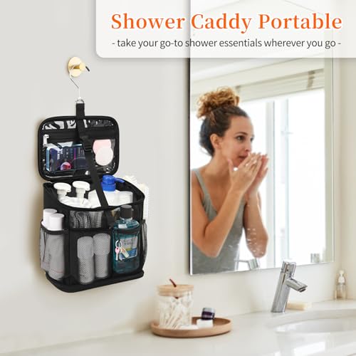 CUBETASTIC Portable Mesh Shower Caddy - Black, Quick Dry Tote for College, Gym & Travel