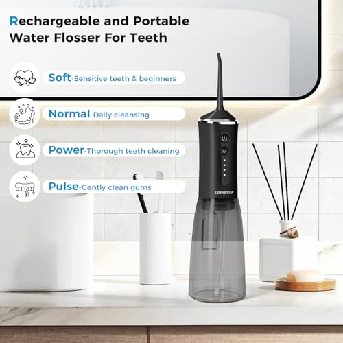 LINKEVAP Cordless Water Flosser, 360ML Portable Oral Irrigator for Teeth