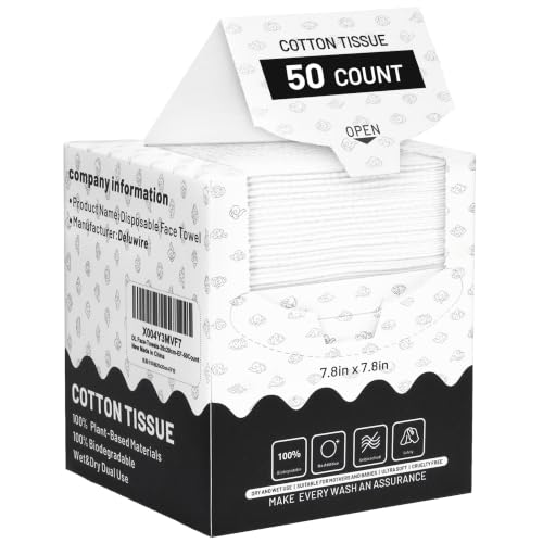 Disposable Ultra Soft Facial Towels - 50 Count, 7.8"x7.8"