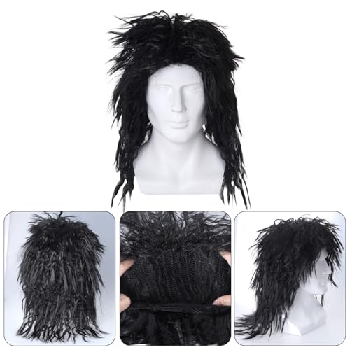 1980s Rocker Costume Set with Wig, Fingerless Gloves, and Accessories