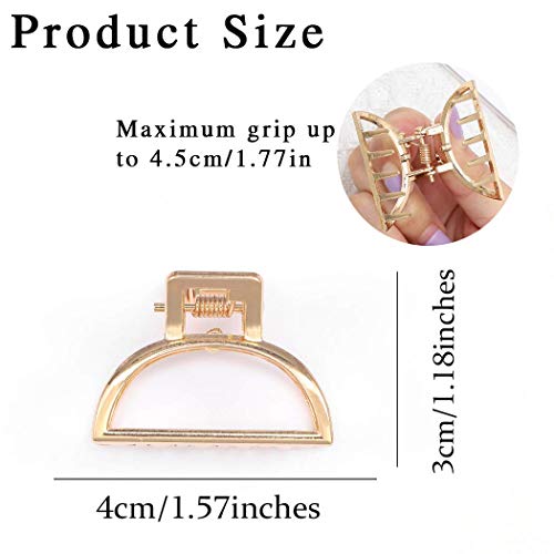 Gold Non-Slip Claw Hair Clips for Women & Girls - Mini Hair Accessories (2 Pack)