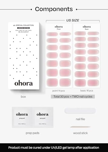 ohora N Clean Girl Semi Cured Gel Nail Strips - Pink Jelly, Salon-Quality