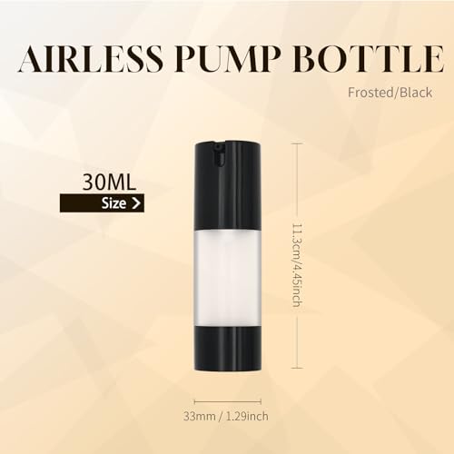 6-Pack 1oz Airless Pump Bottles - Refillable Travel Cosmetic Containers