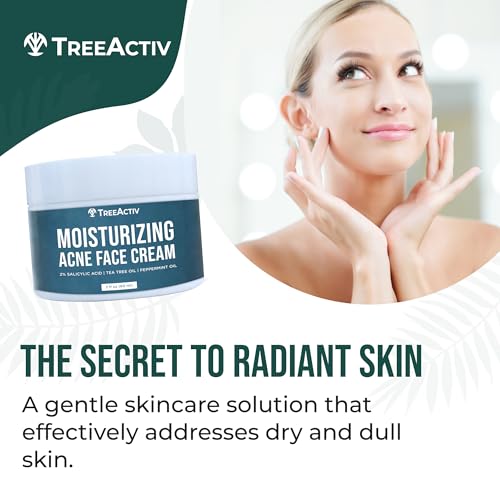 TreeActiv Acne Cream with 2% Salicylic Acid, Oil-Control Face Moisturizer