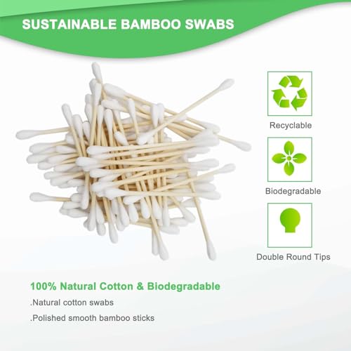 400 Eco-Friendly Bamboo Cotton Swabs | Biodegradable Q Tips