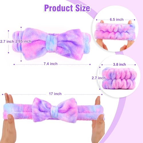 Spa Headband & Wristband Set - Soft Coral Fleece for Beauty Routine