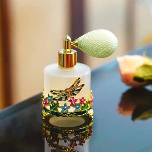 YU FENG N2 Frosted Glass Refillable Perfume Bottle 18ml with Hand-Painted Dragonfly Design