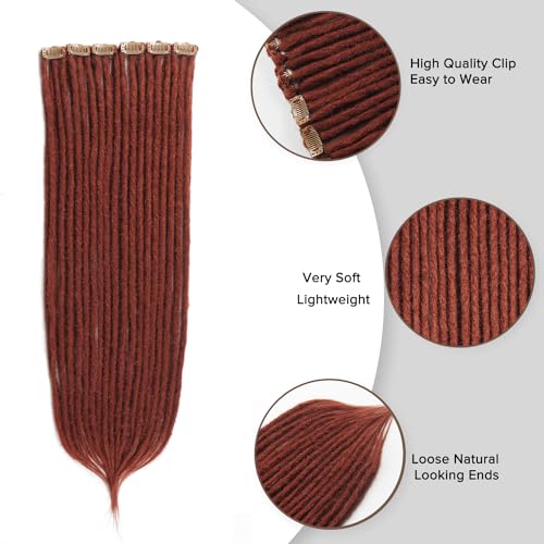 Kyriena Clip-In Dreadlock Extensions, 24" Maroon Red (4PCS)