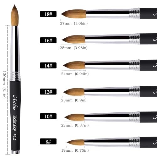 Kolinsky Acrylic Nail Art Brush #8 with Black Metal Handle