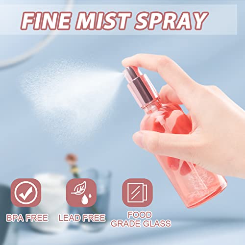 6 Pack 3.4 oz Pink Glass Spray Bottles - Refillable Travel Mist Atomizers