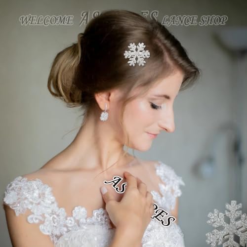 ASVNRES 5-Pack Snowflake Hair Clips for Christmas Hair Accessories, Elegant Rhinestone Ice Snow Princess Hair Pins