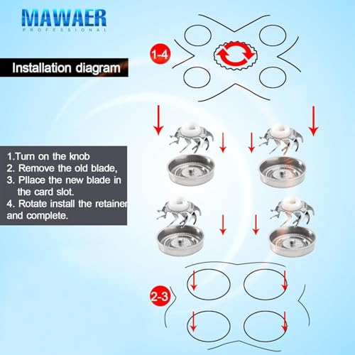 MAWAER 8-Piece Replacement Head Blades for Skull Shaver Pitbull - Silver