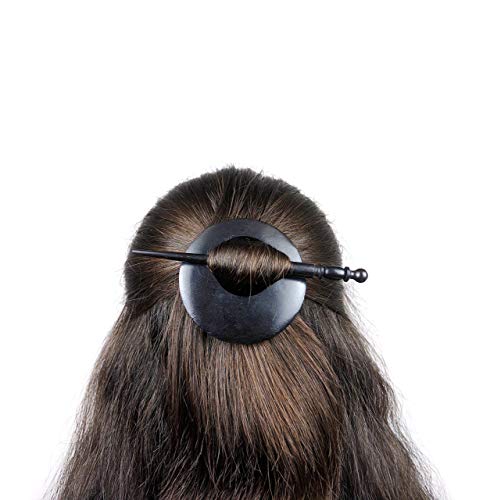 Bat Black Nagina Vintage Mango Wood Shawl Pin & Hair Clip - Polished Barrette