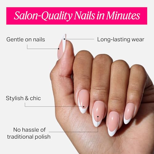 Nailboo Press On Nails Frenchie 30 Count – Salon-Quality Glue-On False Nails