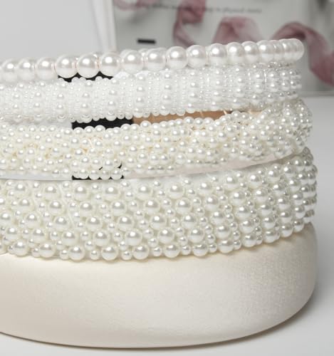 5-Pack Faux Pearl Headbands for Women and Girls, Elegant Hair Accessories