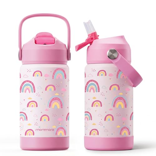 Mommore 12oz Kids Insulated Water Bottle with Straw Lid - Rainbow