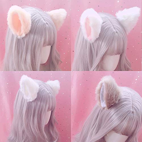 DALJIAFA Halloween Cat Ears Headband & Hair Clips Set - Pink & Dark Blue
