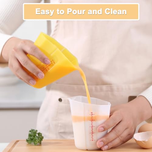 Silicone Measuring Cups Set - 4 Flexible 250ml Cups & Spatulas