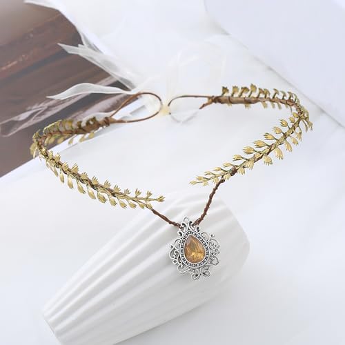 Vivivalue Gold Fairy Crown Headband Elf Floral Headpiece E - Women Men