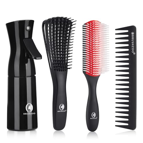 BRUSHZOO Detangler Brush Set with Spray Bottle & Wide Tooth Comb