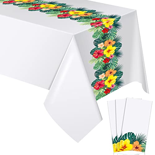 Irenare Hawaiian Luau Tablecloths - 3 Pack, 54x108 in, Tropical Design