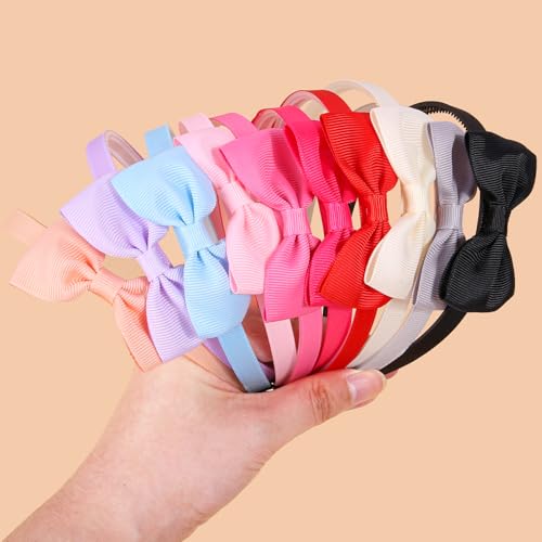 XIMA Bright Color Bow Headbands for Girls - 20 Pcs Grosgrain