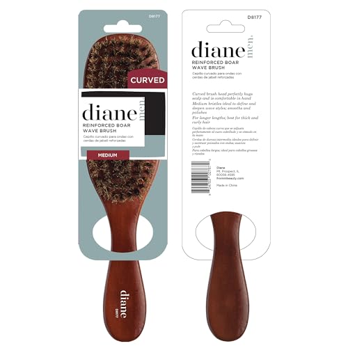 Diane Reinforced Boar Curved Wave Brush for Men – Medium Bristles, 1 Count (Curved Wave)