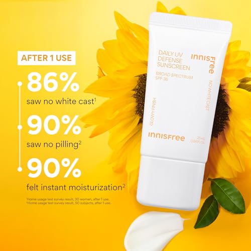 Innisfree Daily UV Defense Sunscreen SPF 50+ PA++++, Korean Face Sunscreen, Invisible Finish, Broad Spectrum, No White Cast, Lightweight, Hydrating, Available in Gift Sets & Jumbo