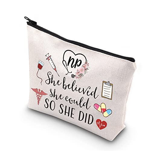 Nurse Practitioner Gift Makeup Bag — She Believed She Could So She Did
