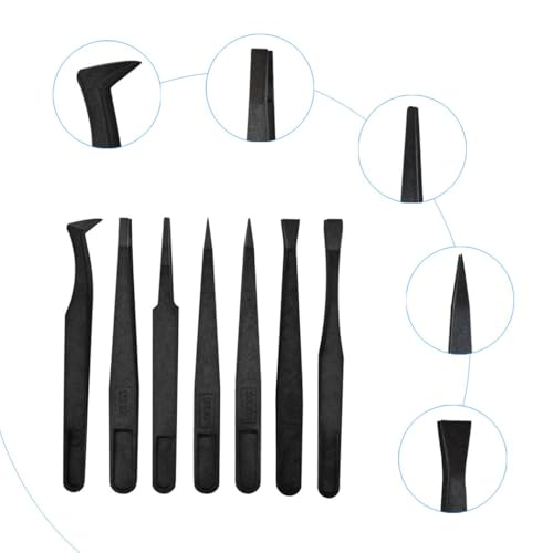 7-Piece Anti-Static Precision Tweezers Set for Electronics Repair
