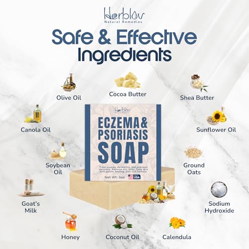 Herblov Eczema Soap Bar for Face & Body with Oatmeal Goat Milk – Calming Anti-Itch Cleanser