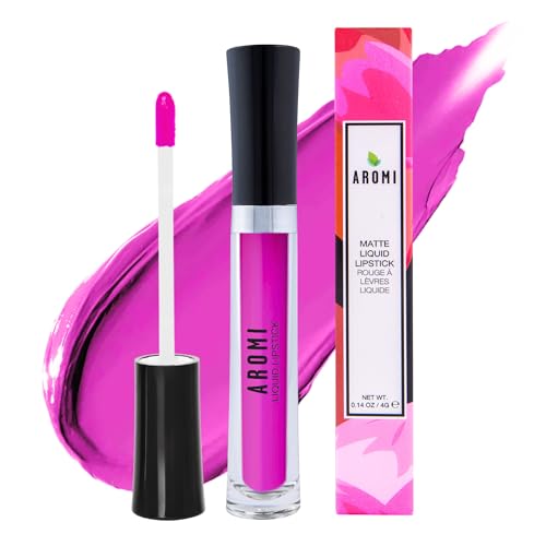 Aromi Pink Peonies Liquid Lipstick - Bright Magenta Fuchsia, Vegan & Waterproof