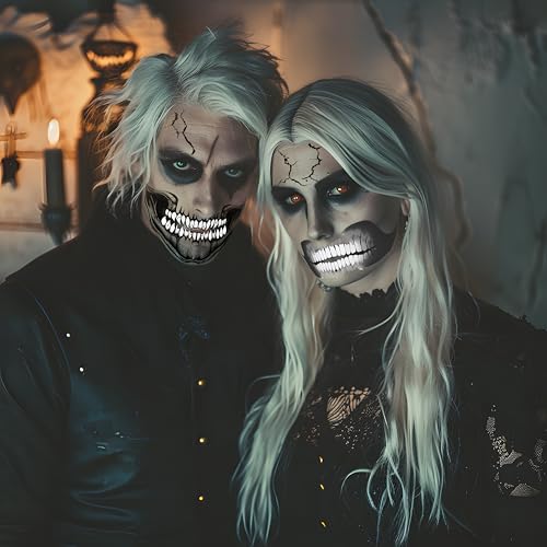 ENYACOS B Halloween Skeleton Mouth Tattoo Set (10pcs) – Waterproof Horror Face Stickers, For Adults