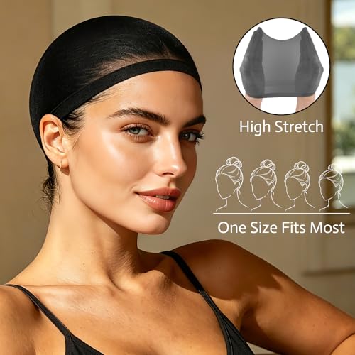 MEEZY 24 Pcs Black Wig Caps - Non-Slip Elastic Hair Nets for Wigs