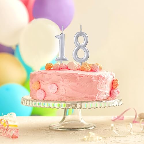 32 Pcs Silver Number Birthday Candles for Cake Decoration