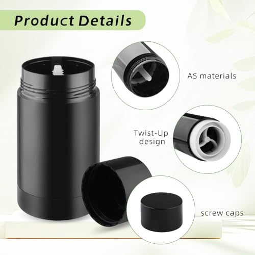 10 Pcs Black Refillable Lip Balm Tubes, 75ml/2.5oz - Bottom Fill