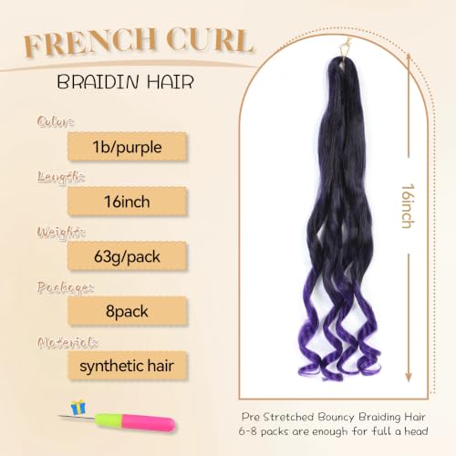 French Curl Braiding Hair 16 Inch Loose Wavy Synthetic Crochet Extensions